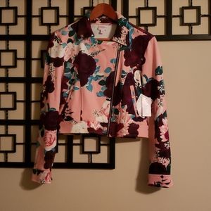 Lularoe Presley Moto Jacket Small Pink Floral
